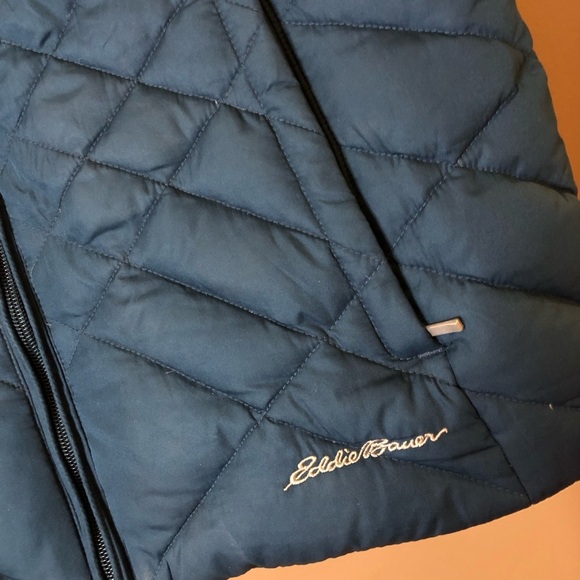Eddie Bauer Down Quilted Puffer Vest Teal Blue Size Small - Picture 5 of 6